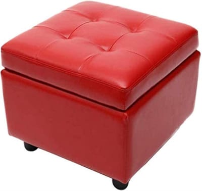 Vierkante voetenbank - Opbergkruk poef - Woonkamer comfort - Met opbergvak - 44x44x40 cm - Zwart