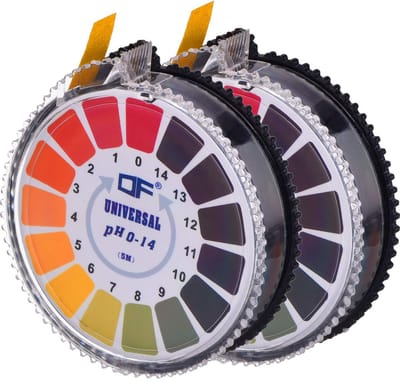 Daity 2 rollen - pH-teststrips - Meetbereik 0-14 - Universele indicatorstrips - Gemakkelijk af te lezen - 1 rol 5 meter - Voor het testen van de zuurgraad en alkaliteit van aquariums en drinkwater.