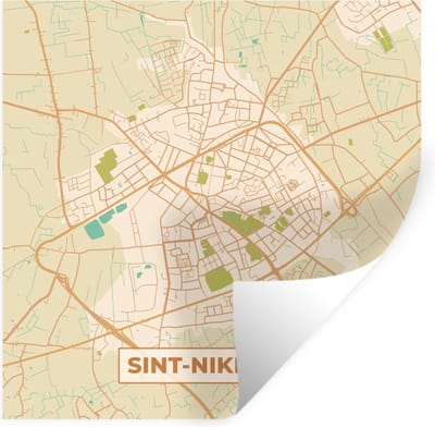 Muurstickers - Sticker Folie - België - Sint-Niklaas - Kaart - Stadskaart - Plattegrond - 100x100 cm - Plakfolie - Muurstickers Kinderkamer - Zelfklevend Behang XXL - Zelfklevend behangpapier - Stickerfolie