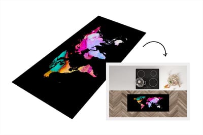 Keukenloper - Loper keuken - Kaart - Regenboog - Verf - 120x50 cm - Keukenloper vinyl