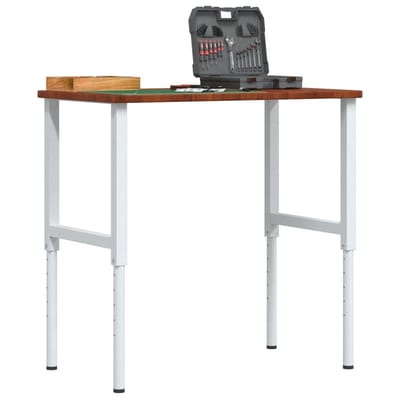 vidaXL - Werkbank - rechthoek - 100x60x(71,5-98) - cm - eikenhout - donkerbruin