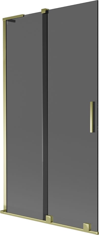 Mexen Velar L badwand 2-delig schuifbaar 100 x 150 , grafiet, goudkleurig - 896-100-003-41-50