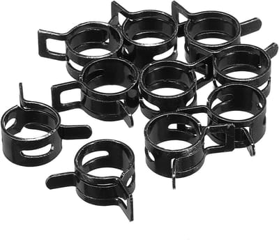 10 Stuks Veerbuisklemmen - Industrieel Stalen Klemmen voor Brandstofleidingen en Banden (12mm Zwart)