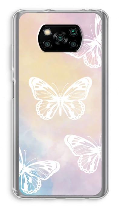 Case Company® - Hoesje geschikt voor Poco X3 Pro hoesje - White butterfly - Soft Cover Telefoonhoesje - Bescherming aan alle Kanten en Schermrand