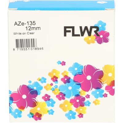 FLWR - Printetiket / TZe-135 / Wit op Transparant - Geschikt voor Brother