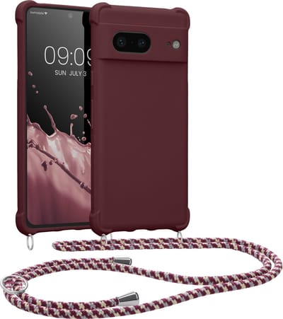kwmobile telefoonhoesjegeschikt voor Google Pixel 7 - Hoesje van siliconen met telefoonkoord - In bordeaux-violet