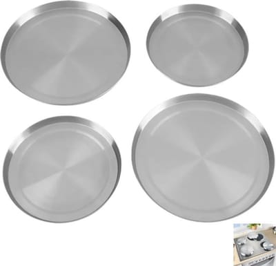4 stuks - Ronde afdekplaten voor kookplaten - Geschikt voor standaard kookplaten - Inclusief 2 x 21 cm en 2 x 17 cm - Zilver