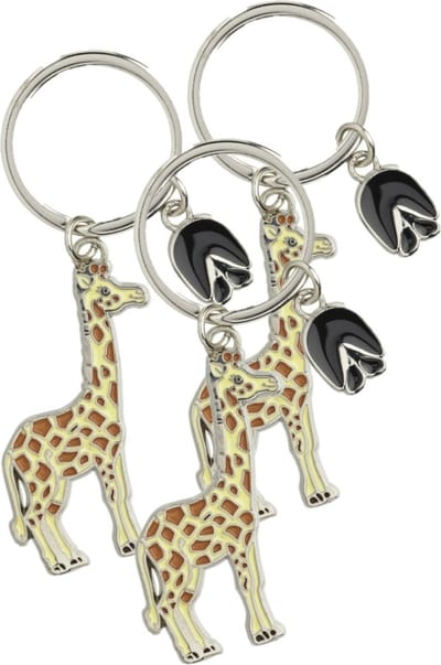 Metalen sleutelhanger van een giraffe - 6x stuks - 5 cm - Dieren cadeau artikelen - Kinderen