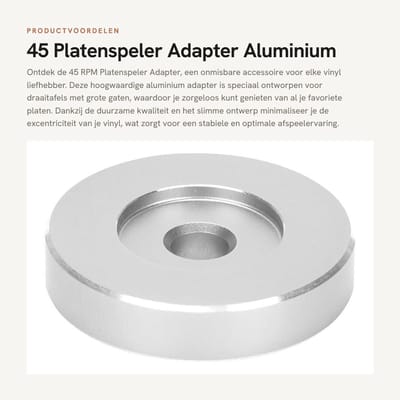 Dailygoods - 45 Platenspeler Adapter - Aluminium Draaitafel Dome Adapter - Zwart - Conversie Klem - Voor Grote Gaten - Geschikt voor Draaitafels -...