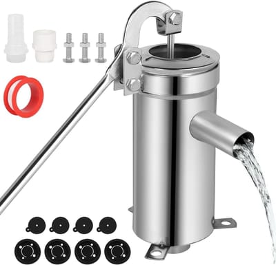 Zwengelpomp Set - Handpomp Water - Water Bron Pompen - Roestvrij Staal - Tot 10 Meter - Zilver