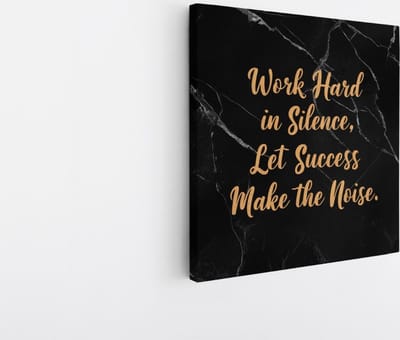 Saammp Canvas Schilderij - Work Hard - Goud - Quote - 20x20 - Foto op canvas - Wanddecoratie - muurdecoratie Woonkamer - Slaapkamer decoratie - Canvas Print
