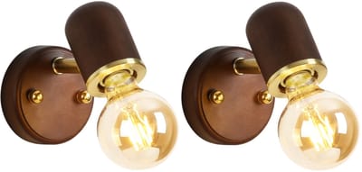 2 Stuks Wandlamp Vintage Slaapkamer Wandlampen Binnen Woonkamer Walnoothout Lampenkap