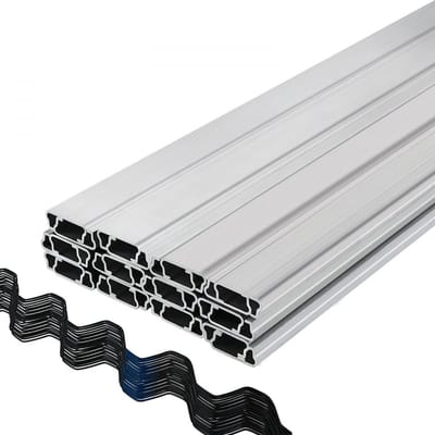 Kasfolie & Schaduwdoek Bevestigingsset - Vergrendelingskanaal U-kanaal met veerdraad - Lengte 2 m per kanaal - Set 40 stuks - PE-gecoate klemveer - Aluminiumlegering