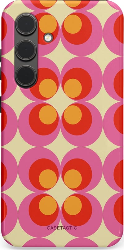 Casetastic hoesje geschikt voor Samsung Galaxy S24 - Dubbellaagse bescherming - Circle boogie - Fashion Case - Roze Rood Zand Okergeel