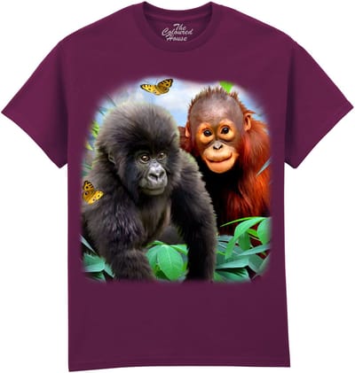Gorilla Orangutan Jungle Buddies The Coloured House T-shirt XXL