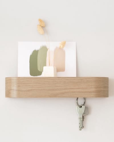 Unyqoos ® Moderne Minimalistische Sleutelhouder met Houten Plank en Versterkte Haken voor Muurmontage