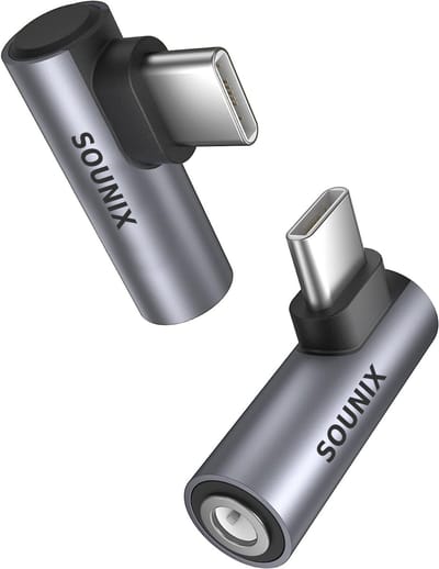 Sounix USB C naar 3.5mm Jack Adapter - 1 stuk - Audiojack naar USB-C - Audiojack 3.5 - Audio Jack USB-C - Aluminium - Grijs