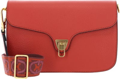 COCCINELLE Leren Schoudertas Beat Soft Ribb Crossbody Bag Grenadine Red Lichtrood
