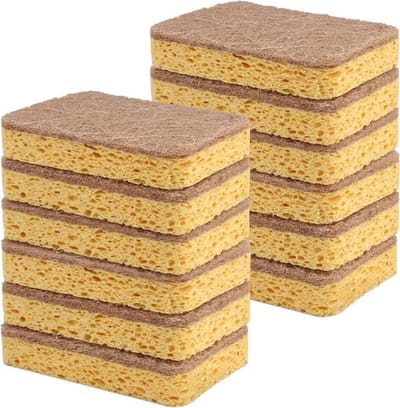 12-pack - Natuurlijke sisal schuursponsjes - Krasbestendig - Biologisch afbreekbaar - Keuken-/panbestendig - Antiaanbak kookgerei - Groen-REWYTAZ