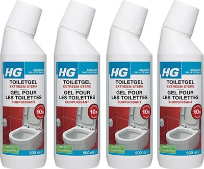 HG toiletgel extra sterk - 4 stuks + gratis KD spons