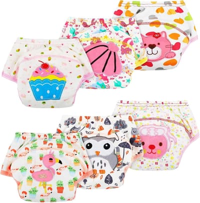 Herbruikbare Baby Luiers, Set van 6 Training Onderbroeken, Ademend en Zacht, Comfortabele Training Pants voor Jongens en Meisjes
