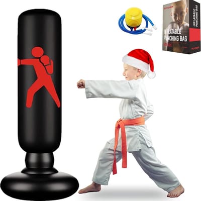 Bokszak voor kinderen - Boksbal - Vrijstaand Boksen voor Kinderen - Opblaasbare Bokszak voor Kinderen - voor Het Beoefenen van Karate Fitness Bokszak voor Peuters Hoog 61”