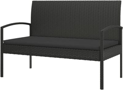 Tuinbank Polyrotan - Buitenbank Zitbank - Ontspannen Buiten - Ergonomisch Comfort - 105 cm - Zwart