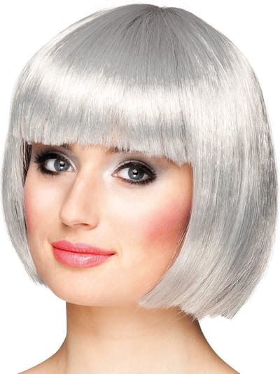 Boland - Pruik Cabaret zilvergrijs Grijs - Steil - Kort - Vrouwen - Can Can - Glitter and Glamour