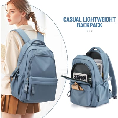 Schoolrugzak met grote capaciteit, Lichtgewicht dagelijkse pendelrugzak voor heren en dames, Casual rugzak voor jongeren, Laptoprugzak blauw