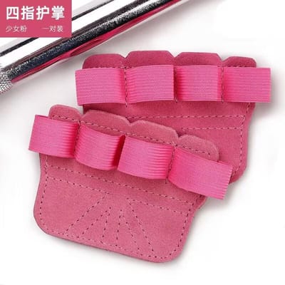 Koeienhuid Gym Handschoenen Grips Anti-Slip Gewicht Power Belt Lifting Pads Deadlift Belt Workout Crossfit Fitness Handschoenen Palm Bescherming 1 pair pink