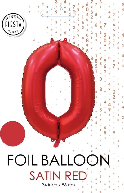 folieballon cijfer 0 mat rood metallic