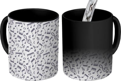 Magische Mok - Foto op Warmte Mokken - Koffiemok - Muzieknoten - Patronen - Muziek - Magic Mok - Beker - 350 ML - Theemok