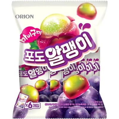 ORION Gelée au Cœur de Fruits – 6 Saveurs Assorties (Litchi, Raisin, Kiwi Vert, Prune, Mangue, Kiwi Doré) (27 possibilités) #Grapes 216g x 1pcs