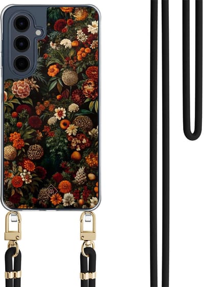 Casimoda® hoesje met zwart koord - Geschikt voor Samsung A16 - Exotic Garden - Afneembaar koord - TPU/polycarbonaat - Multi