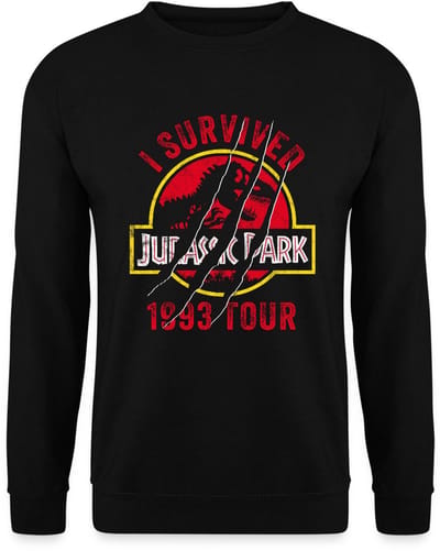 Jurassic Park Bekrast Logo I Survived 1993 Tour Sweater Heren
