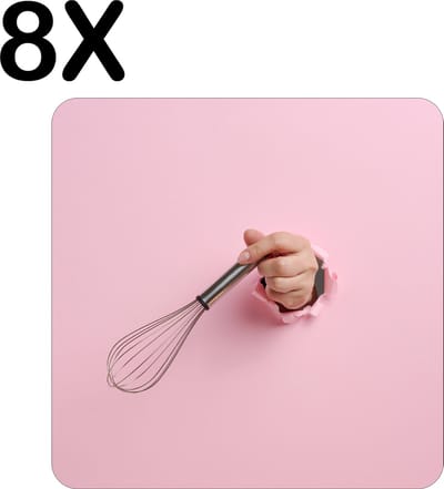 Luxe Placemat - Garde door Roze Muur - Set van 8 Placemats - 50x50 cm - 2 mm dik Vinyl - Anti Slip - Afneembaar