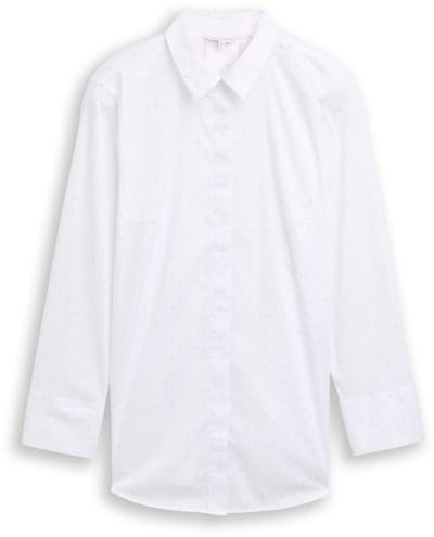 Tom Tailor - Plus Size - Losvallende blouse met strass-steentjes - Maat 46 - stones on solid