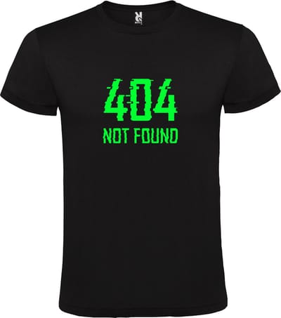 Zwart T-shirt ‘404 Not Found’ Groen Maat XS