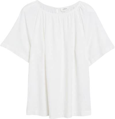 Korte Mouwen Linnen Mix Blouse met Plooien en Strik Dames s.Oliver