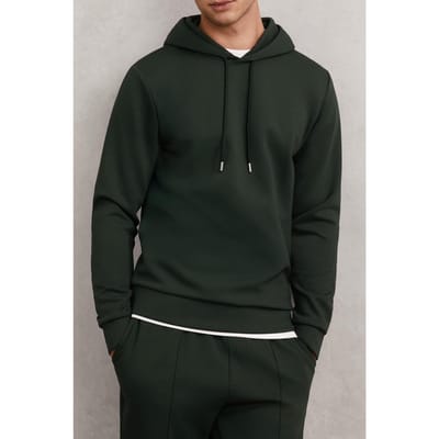 Reiss Ls Interlock Hoody Dark Sage Green Size: XS | Hoodies & Sweatshirts Outlet | Heren | Groen