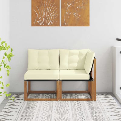 vidaXL - 2 - st - Outdoor - Midden- - en - Hoekbank - Naturel