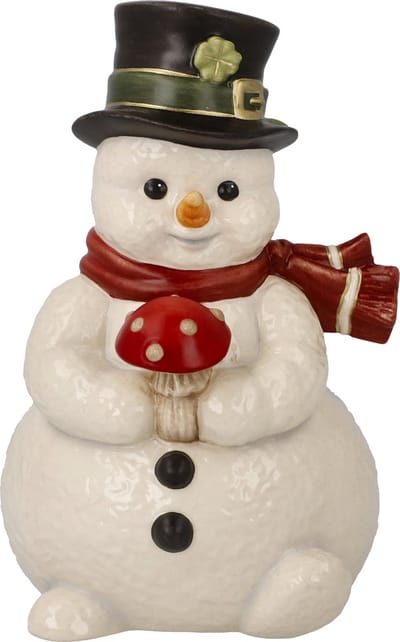 Goebel - Kerst | Decoratief beeld Sneeuwpop - Kleine boodschapper van geluk | Aardewerk - 12cm