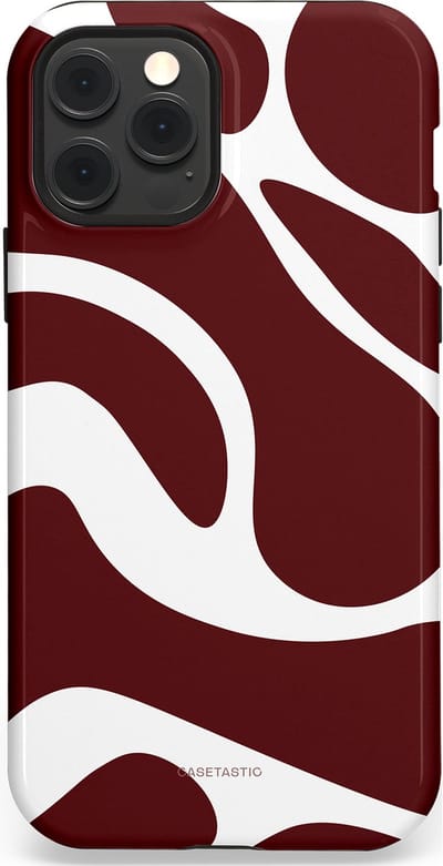 Casetastic Hoesje Geschikt voor Apple iPhone 12/12 Pro Magsafe - Stijlvolle Beschermende Duo-layer Case - Bordeaux Swirl