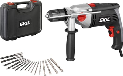 SKIL Klopboormachine 900W - Boormachine voor Hout, Staal & Metselwerk - Boorcapaciteit Tot 40mm - Klopboormachines - Snelspanboorkop 13mm - Met Diepteaanslag & Zijhandgreep - Inclusief Accessoires - Skil 1024 AA