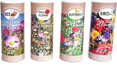 Bloemenzaden 4 bussen voor wel 60 M2 bloemen | Bijenmix | Vlindermix | Wilde Bloemenmix | Vogelmix