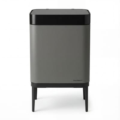 Prullenbak 60 liter - Inclusief afvalscheiderringen 2x 30 liter - 2 vakken - RVS - Graphite grijs - 42x33x76cm - STAUS&BACH Nuvio