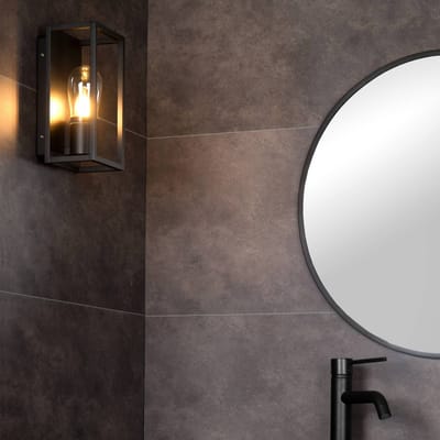 Lucide CARLYN - Wandlamp Badkamer - 1xE14 - IP54 - Zwart