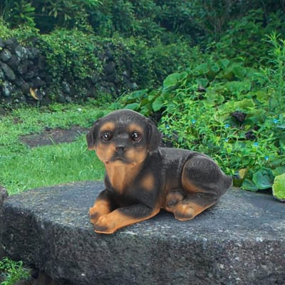 4-delige set Mini Schattige Puppy Hond Standbeeld Sculptuur Ornamenten Hars Handwerk Huis Binnenplaats Tuin Decoratie green