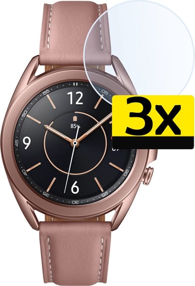 Screenprotector - 3 Stuks - Geschikt voor Samsung Galaxy Watch 3 41 mm - Sterk & Shockproof - Tempered Glass - Beschermglas Screen Cover - Gehard Glas - Bescherm Protector voor Smartwatch
