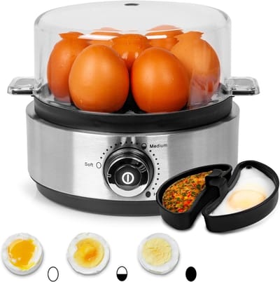 SNJY® Eierkoker - Eierkoker Elektrisch - Eieren Koken - 400 W - Zwart/Zilver
